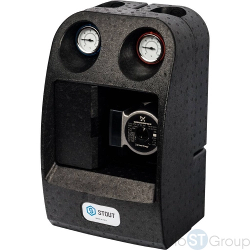 Stout SDG-0014 Насосная группа для твердотопливных котлов 1" с насосом Grundfos UPSO 25-65 в теплоизоляции - купить оптом с доставкой по России фото 10