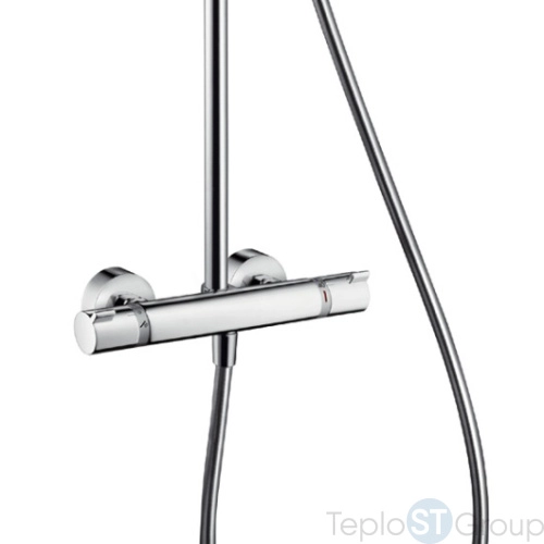 Душевая стойка Hansgrohe Croma 27185000 220 Air 1jet Showerpipe, поворотный держатель 400 мм, ½’ - купить с доставкой по России фото 9