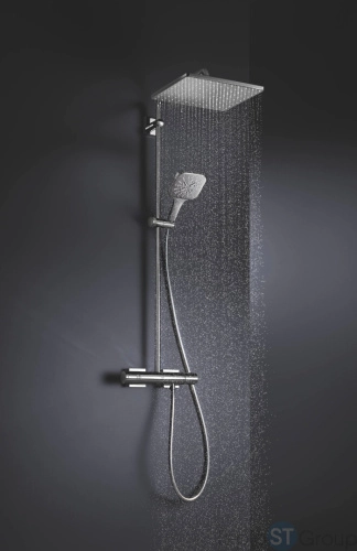 Душевая система GROHE Rainshower SmartActive 310 Mono Cube 26649000 квадратный, 1 режим струи, с термостатом, хром - купить с доставкой по России фото 3