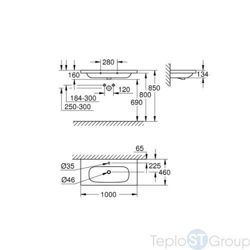 Раковина 100х46 см Grohe Euro Ceramic 3958500H - купить с доставкой по России фото 3