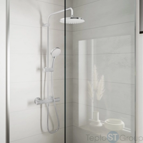 Душевая система Showerpipe 200 1jet с термостатом Hansgrohe Vernis Blend 26276000, хром - купить с доставкой по России фото 8