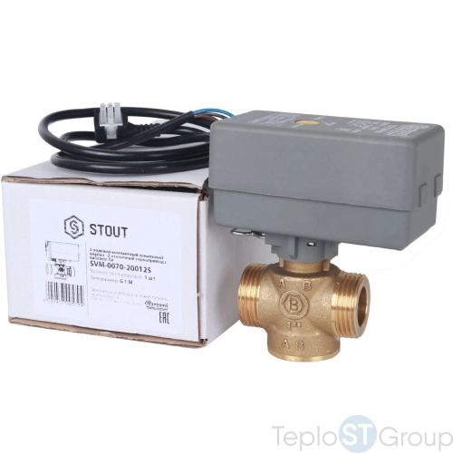 Stout Компактный 2-Ходовой зональный клапан, сервопривод 230V, с кабелем 1м., НР 1 - купить оптом с доставкой по России