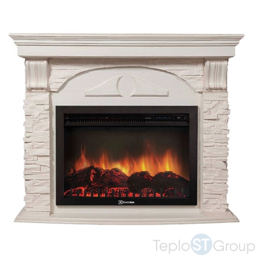 Портал Firelight Torre 30U (угловой) камень белый, шпон белёный дуб - купить оптом с доставкой по России