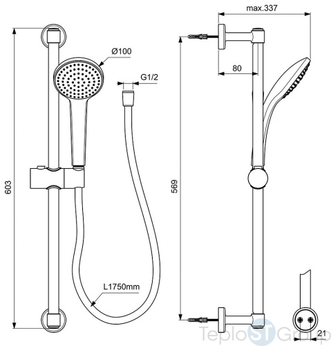 Душевой гарнитур Ideal Standard IdealRain Soft M1 BD142XG матовый черный - купить оптом у дилера TeploSTGroup по всей России ✅ ☎ 8 (800) 600-96-13 фото 3