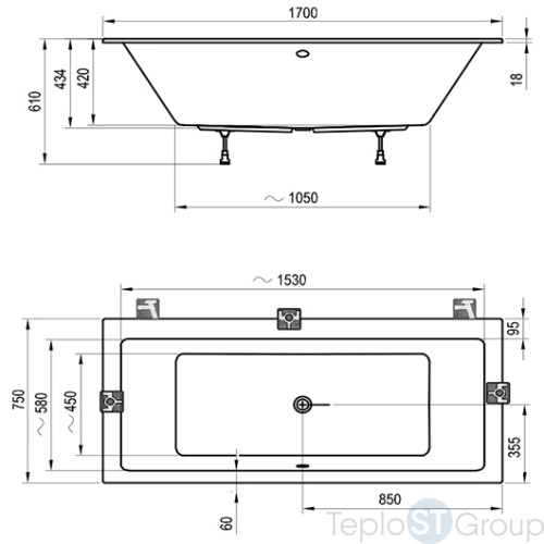 Акриловая ванна 170x75 Ravak Formy 01 Slim C691300000 белая - купить оптом у дилера TeploSTGroup по всей России ✅ ☎ 8 (800) 600-96-13 фото 3