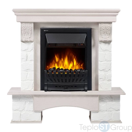 Портал Firelight Forte Classic камень белый, шпон беленый дуб - купить оптом с доставкой по России