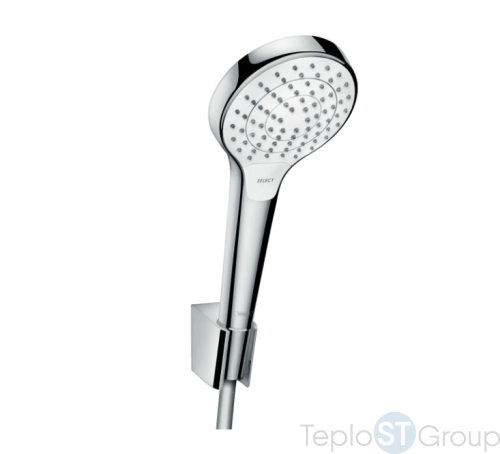 Душевой набор Hansgrohe Croma Select S 26411400 Vario с держателем и шлангом 160 см, белый/хром - купить оптом у дилера TeploSTGroup по всей России ✅ ☎ 8 (800) 600-96-13