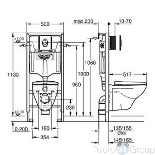 Набор Grohe Solido Lecico 4 в 1, с подвесным унитазом, микролифт, панель Skate Air 39192000 - купить с доставкой по России фото 3