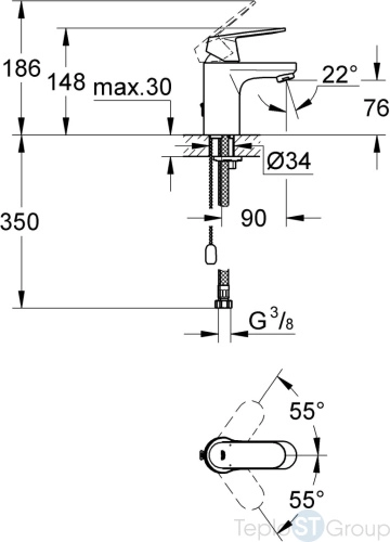 Смеситель для раковины Grohe Eurosmart Cosmopolitan 3282700E - купить с доставкой по России фото 2