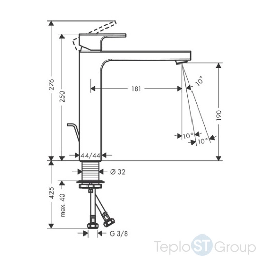 Смеситель для раковины Hansgrohe Vernis Shape 71562000 с донным клапаном Push-Open хром - купить оптом у дилера TeploSTGroup по всей России ✅ ☎ 8 (800) 600-96-13 фото 3