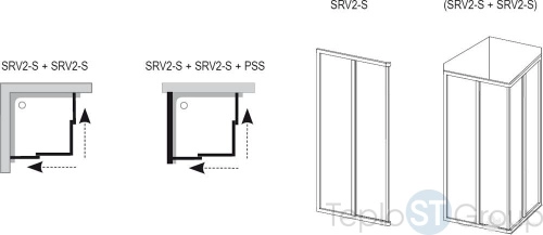 Душевая дверь Ravak 185x90 раздвижная для комбинации со второй дверью Supernova SRV2-90 (сатин+транспарент) 14V70U02Z1 - купить с доставкой по России фото 3