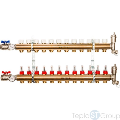 Stout Распределительный коллектор из латуни с расходомерами 12 вых. - купить с доставкой по России