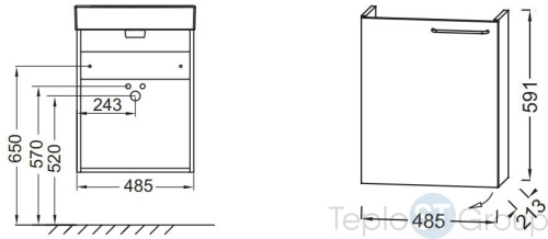 Тумба под раковину Jacob Delafon Odeon Rive Gauche 50 L дуб табак ручка черная (EB2581G-R9-E52) - купить с доставкой по России фото 3