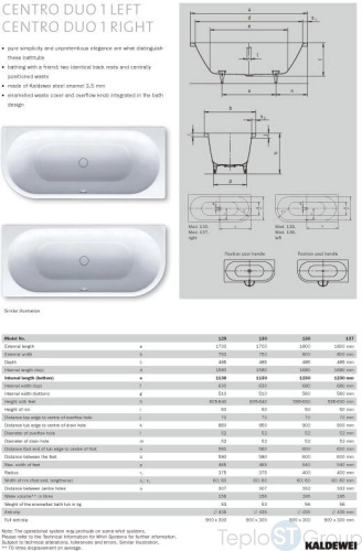 Стальная ванна Kaldewei Centro Duo 1 180x80 (правая) standard mod. 137 283700010001 - купить с доставкой по России фото 2