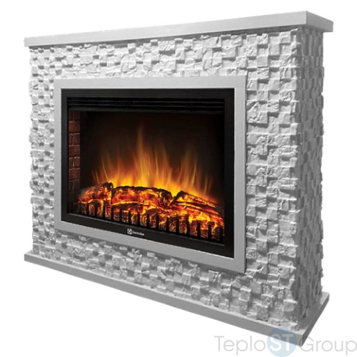 Портал Firelight Quadro 25 камень песчаник античный белый, белая эмаль - купить оптом с доставкой по России фото 2