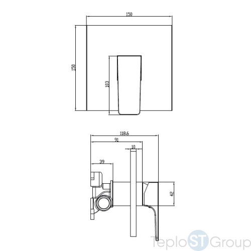 Смеситель для душа Villeroy & Boch Architectura Square TVS125002000K5 черный матовый - купить с доставкой по России фото 3