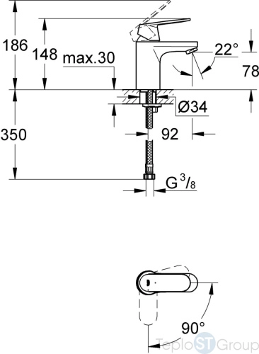 Смеситель для раковины Grohe Eurosmart Cosmopolitan 2337600E - купить с доставкой по России фото 2