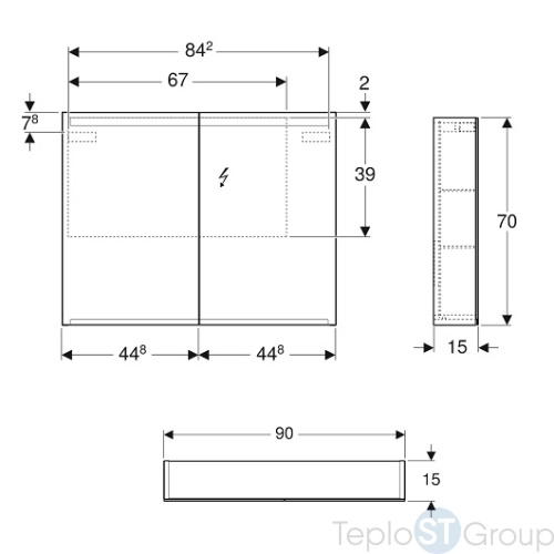 Зеркальный шкаф Geberit Option 90x70 500.583.00.1 - купить оптом у дилера TeploSTGroup по всей России ✅ ☎ 8 (800) 600-96-13 фото 3