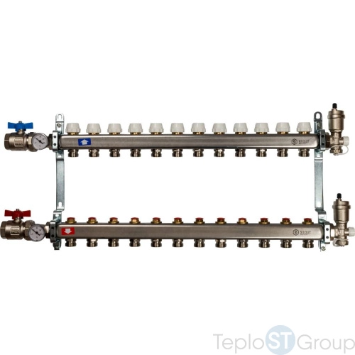 Stout Коллектор из нержавеющей стали в сборе без расходомеров 12 вых. - купить с доставкой по России
