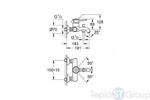 Смеситель для ванны Grohe BauClassic 32865000 - купить с доставкой по России фото 3