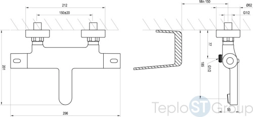 Термостатический смеситель Ravak Termo 300 TE 023.00/150 X070097 - купить с доставкой по России фото 4