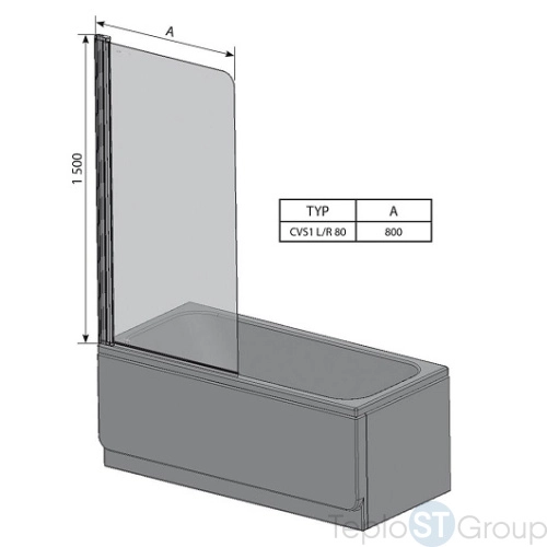 Шторка для ванны Ravak Chrome CVS1-80 L 7QL40100Z1 левая, профиль белый - купить оптом у дилера TeploSTGroup по всей России ✅ ☎ 8 (800) 600-96-13 фото 3