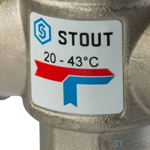 Stout Термостатический смесительный клапан для систем отопления и ГВС. G1 НР 20-43°С KV 1,6 - купить оптом с доставкой по России фото 4
