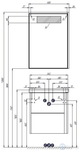 Зеркальный шкаф Акватон Стоун 60x83 1A231502SX850 сосна арлингтон - купить с доставкой по России фото 2