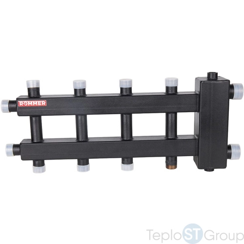 Rommer RDG-0060-024025 Rommer Коллектор (дублер компакт) с гидроразделителем на 2+2+1 контура до 60 кВт - купить оптом с доставкой по России