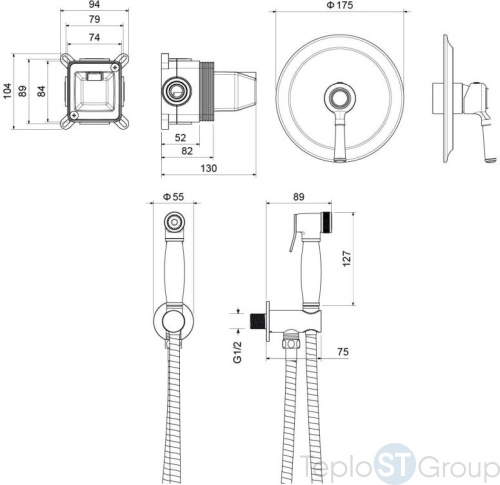 Комплект гигиенического душа Aquatek Классик AQ1519MB - купить оптом у дилера TeploSTGroup по всей России ✅ ☎ 8 (800) 600-96-13 фото 3