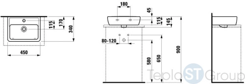 Раковина подвесная Laufen PRO 45 8.1195.2.000.104.1 белая - купить с доставкой по России фото 2