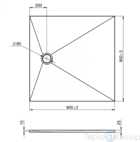 Душевой поддон Jacob Delafon Tolbiac 90x90 E6D327RU-NGM, черный матовый - купить с доставкой по России фото 2