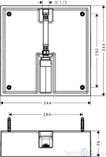 Скрытая часть верхнего душа Hansgrohe Raindance E 400х400 26254180 - купить с доставкой по России фото 2