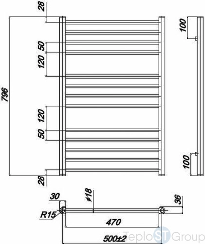 Полотенцесушитель водяной Ravak Norma 56x80 X04000083678 хром - купить с доставкой по России фото 3