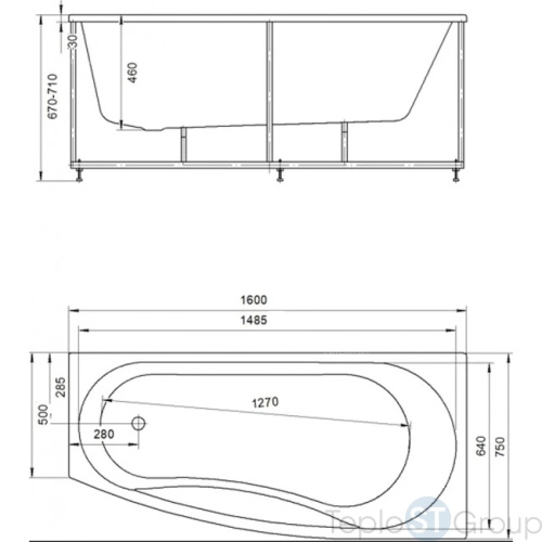 Акриловая ванна Aquatek Пандора 160x75 PAN160-0000053 правая, без гидромассажа, с фронтальным и левым боковым экраном - купить с доставкой по России фото 3