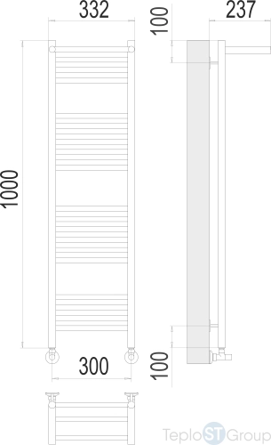 Terminus Аврора с/п П20 300х1000 Полотенцесушитель - купить оптом с доставкой по России фото 3