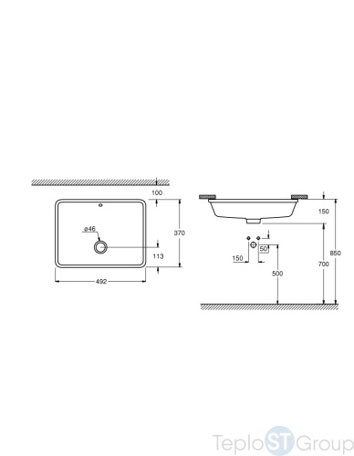 Раковина встраиваемая Grohe Cube Ceramic 3948000H, 50 см - купить с доставкой по России фото 3