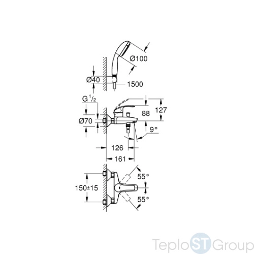 Смеситель для ванны с душем Grohe Eurosmart New 3330220A - купить с доставкой по России фото 3