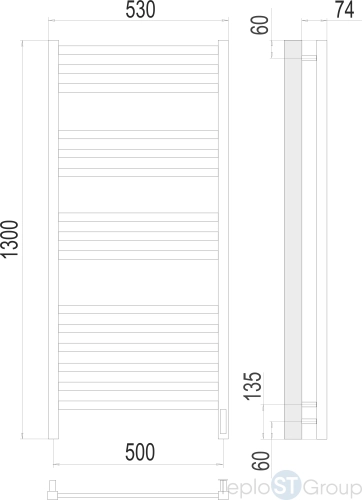 Terminus Ното П15 500х1300 Электрический Полотенцесушитель - купить с доставкой по России фото 3