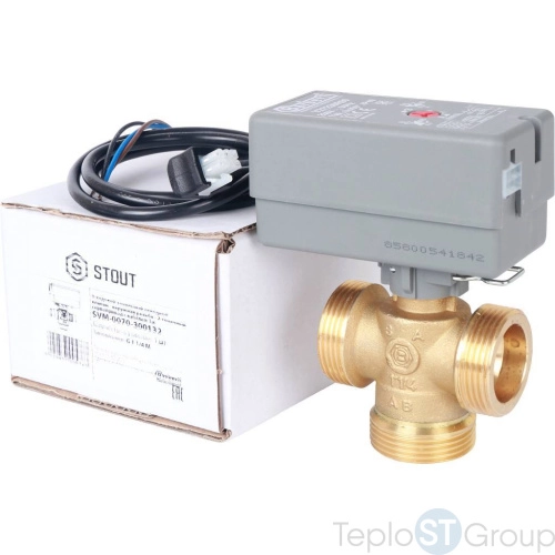 Stout Компактный 3-Ходовой зональный клапан, сервопривод 230V, с кабелем 1м., НР 1 1/4 - купить оптом с доставкой по России