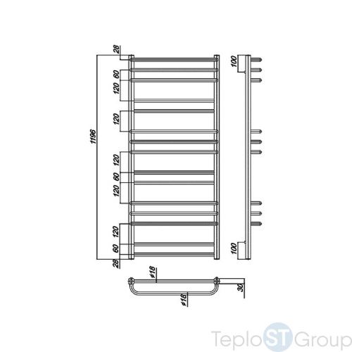 Полотенцесушитель водяной Ravak Cube 53x120 X04000083670 хром - купить с доставкой по России фото 3