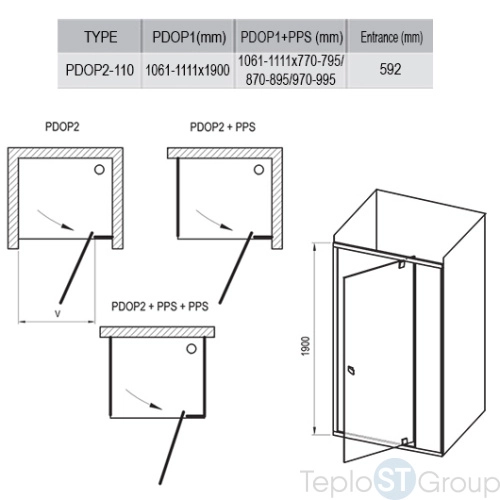 Душевая дверь Ravak Pivot 110x190 03GD0C00Z1 - купить оптом у дилера TeploSTGroup по всей России ✅ ☎ 8 (800) 600-96-13 фото 3