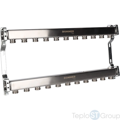 Rommer RMS-4401-000011 Rommer Коллектор из нержавеющей стали для радиаторной разводки 11 вых. - купить оптом с доставкой по России фото 2