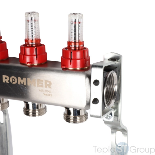 Rommer RMS-1200-000003 Rommer Коллектор из нержавеющей стали с расходомерами 3 вых. - купить с доставкой по России фото 5