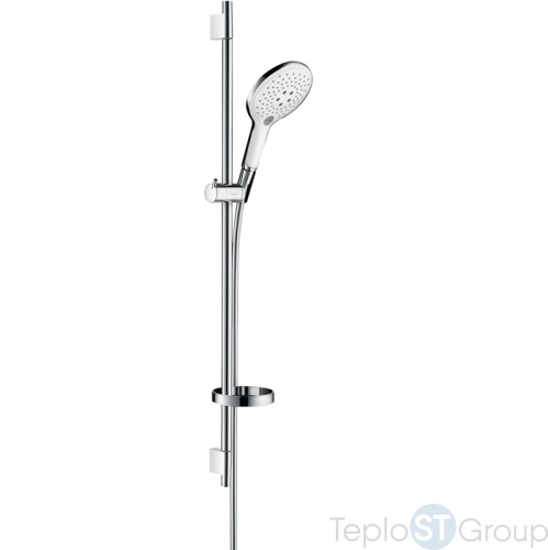 Душевой гарнитур Hansgrohe Raindance Select S 150 3iet 27803400 со штангой 90 см и мыльницей, белый/хром - купить с доставкой по России