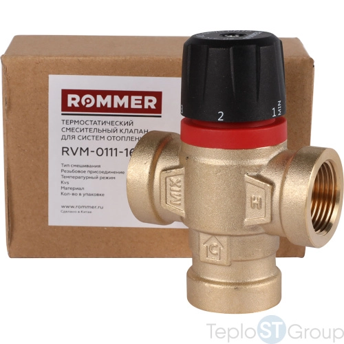 Rommer RVM-0111-164320 Термостатический смесительный клапан для систем отопления и ГВС 3/4  ВР 20-43°С KV 1,6 (боковое смешивание) - купить с доставкой по России фото 3