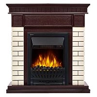 Портал Firelight Bricks Classic камень бежевый, шпон темный дуб - купить с доставкой по России