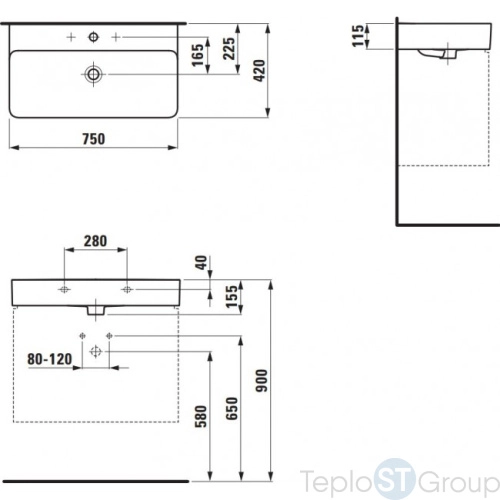 Раковина подвесная Laufen Val 75 8.1028.5.000.104.1 белая - купить оптом у дилера TeploSTGroup по всей России ✅ ☎ 8 (800) 600-96-13 фото 3