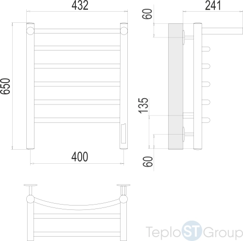 Terminus Классик с/п П6 400х650 Электрический Полотенцесушитель - купить с доставкой по России фото 3
