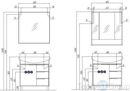 Зеркальный шкаф Акватон Рико 80 1A215302RIB90 белый/ясень фабрик - купить с доставкой по России фото 2